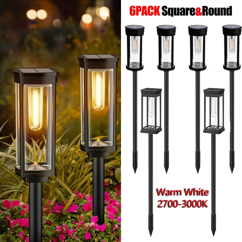 Lampes solaires waterproof modernes noires transparentes interrupteur panneau solaire 6PACK