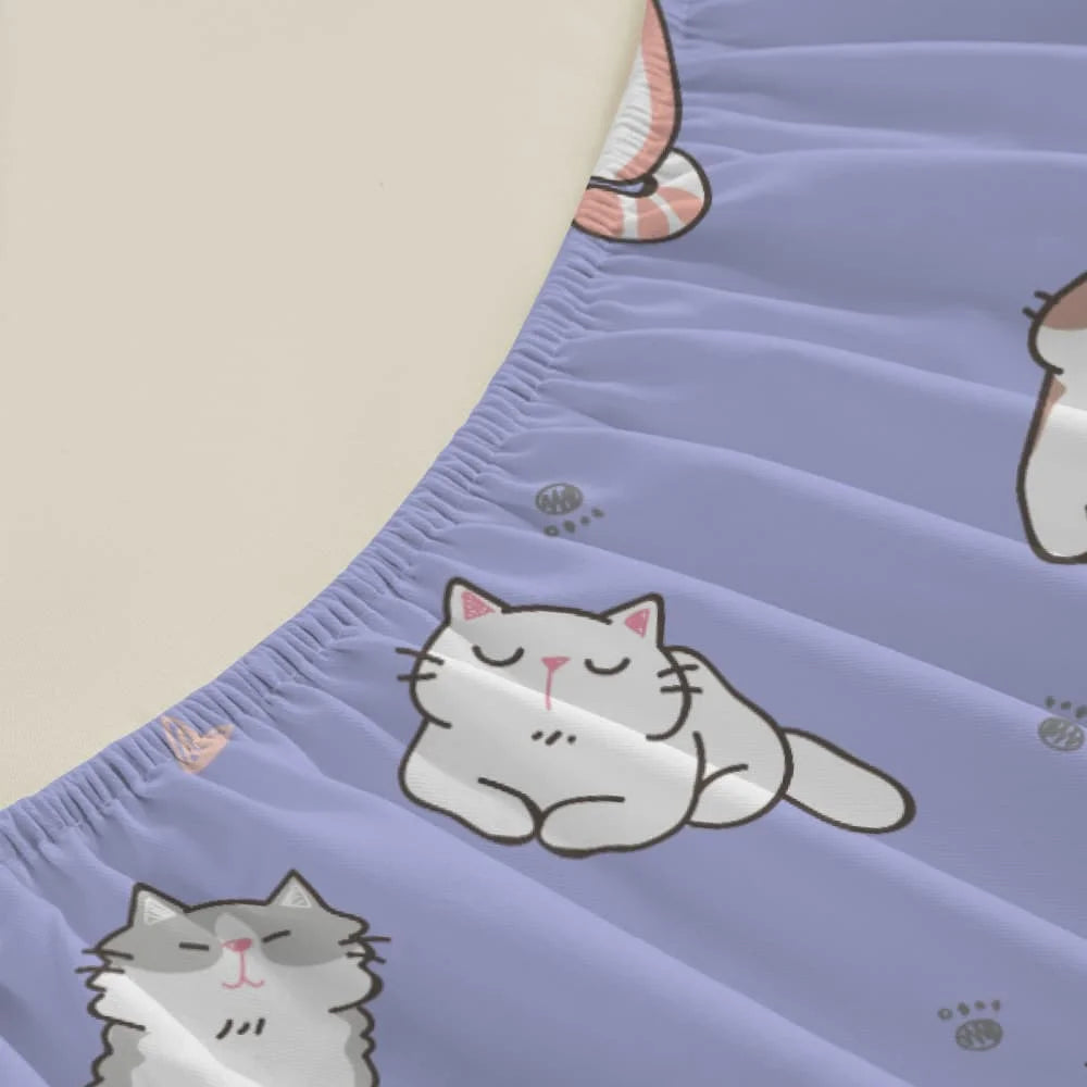 drap housse violet chatons mignons coeurs roses élastique lit moderne print