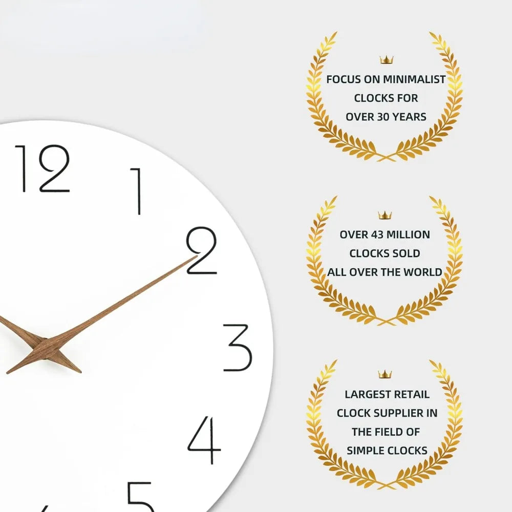 horloge murale bois blanc minimaliste aiguille quartz 305mm salon simple