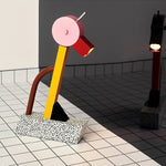 lampe table moderne rouge imprimée léopard abat jour rond interrupteur mural jaune noir blanc