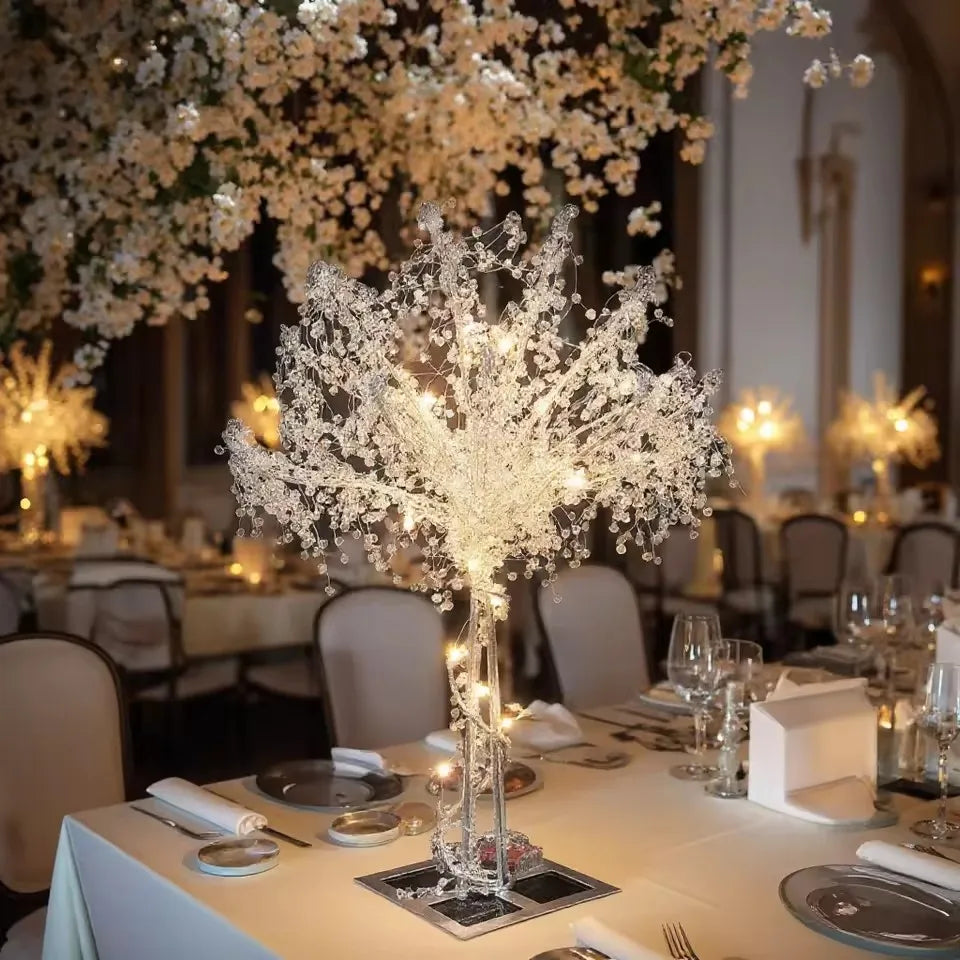 décoration mariage arbre métal transparents branches argentées led élégante festive moderne