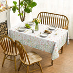 nappe rectangulaire moderne fleurs printemps polypropylene reutilisable blanc rose verte grise table