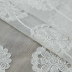 rideau blanc floral brodé tulle translucide bohème fenêtre salon chambre tissu texturé
