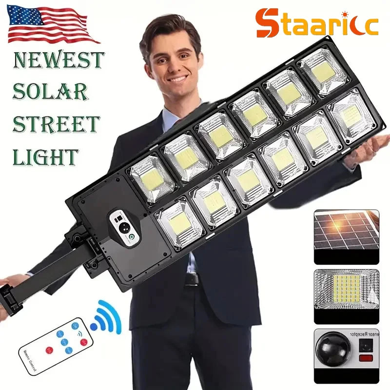 lampadaire solaire led moderne bras articulé détecteur mouvement télécommande éclairage extérieur