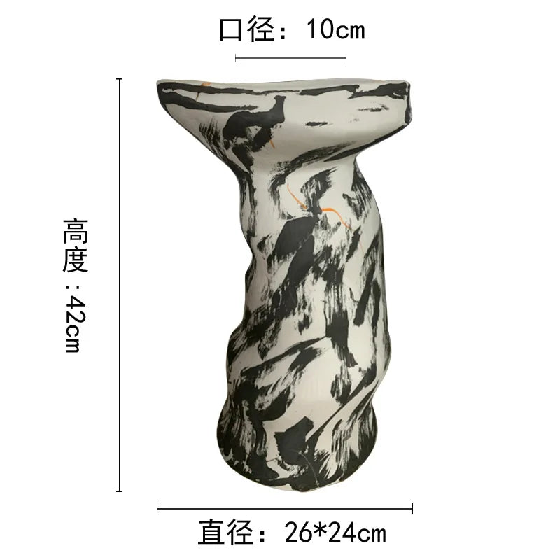 vase contemporain marbré abstrait couleur blanc noir orange vert bleu decoration intérieure table