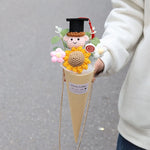 bouquet fleurs artificielles graduation couleur blanc jaune bleu rose vert figurine ruban décoration maison