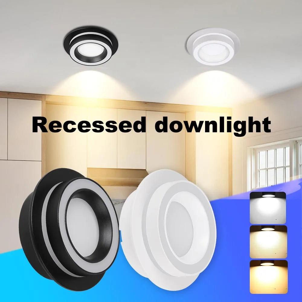 Spot encastrable LED noir blanc moderne clips rond 220V 249 2000 lumens