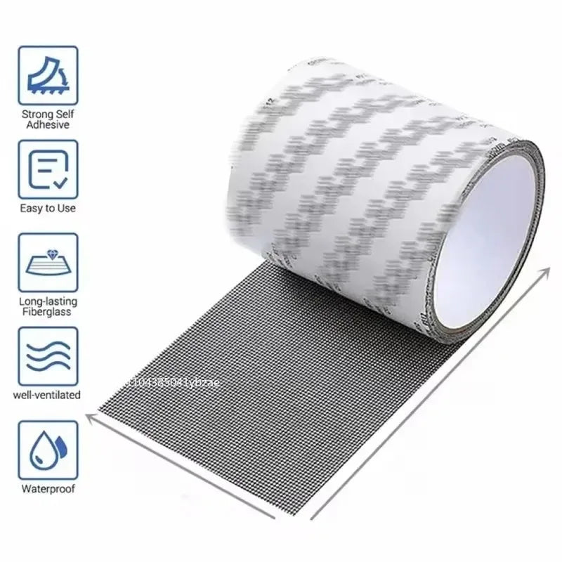ruban adhésif maille fine réparation moustiquaire fenêtre porte anti insecte autocollant blanc