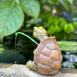 statue tortue pêche canne pêche fil leurre décoration jardin humoristiqueextérieur vert marron orange jaune