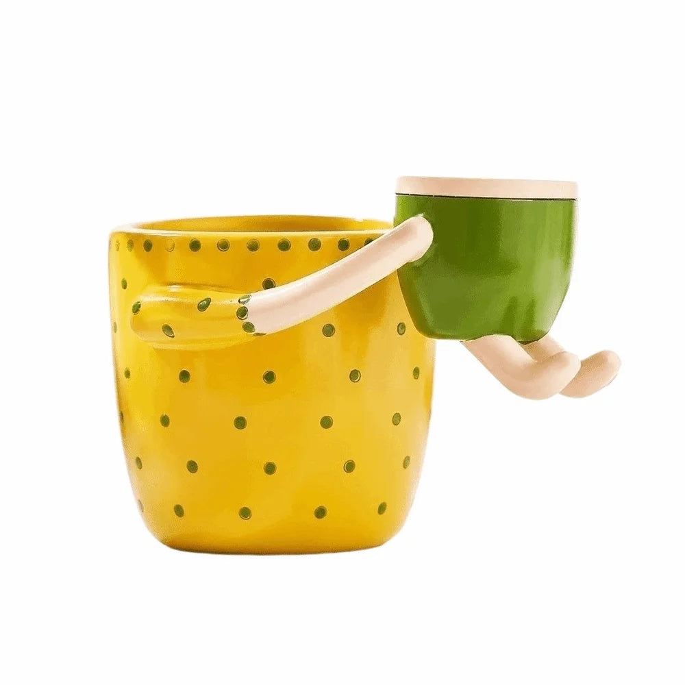 pots fleurs résine jaune vert points ludiques succulentes décoration maison plantes vertes outils jardinage