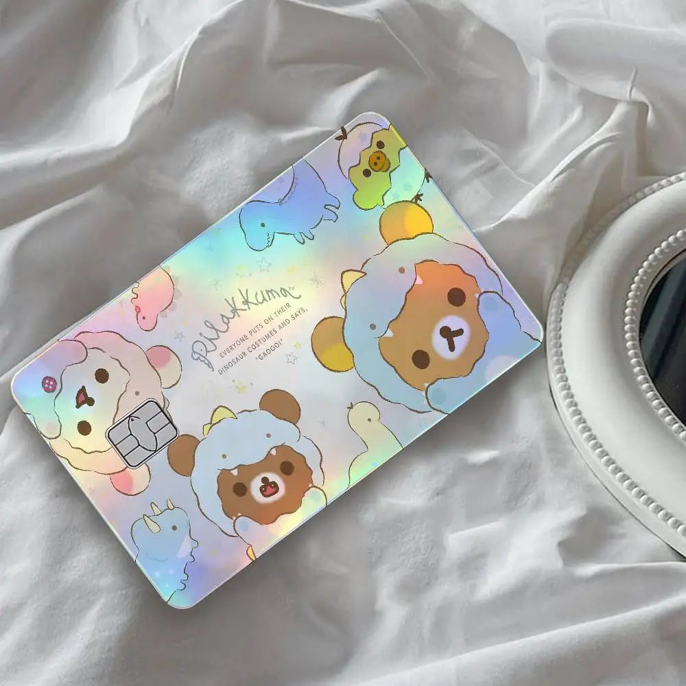 autocollants carte d'identité dessin animé rilakkuma chats motifs floraux multicolore résistants eau protection vinyl