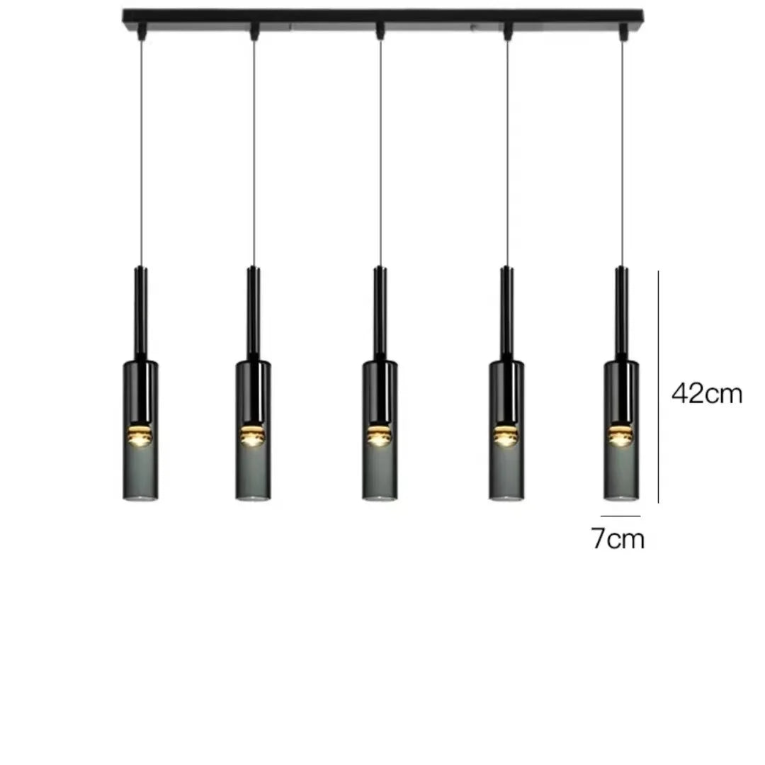 lumière suspendue moderne minimaliste métal noir gris doré abat jour translucide filament apparent/epl/pl