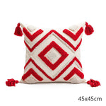 taies d'oreiller boho chic motif soleil doré brodé texture épaisse 45x45cm blanc decoration maison