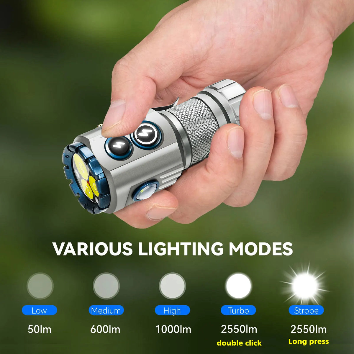 lampe poche tactique rechargeable led 2550lm clip aimant modes lumière intense