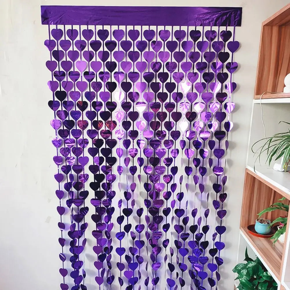 rideau porte coeurs rose noir violet moderne 1m 2m fete decoration
