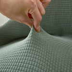 chaise moderne vert olive tissu carreaux pieds noirs boutons dorés amovible lavable polyester élasthanne