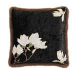 housse coussin carré noir motif floral blanc velours élégant décoration intérieure nordique ornement voiture