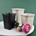 Pots fleurs carrés modernes blanc noir grains drainage 10 pièces