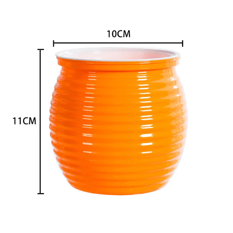 pots fleurs modernes rayures horizontales gris orange rouge blanc