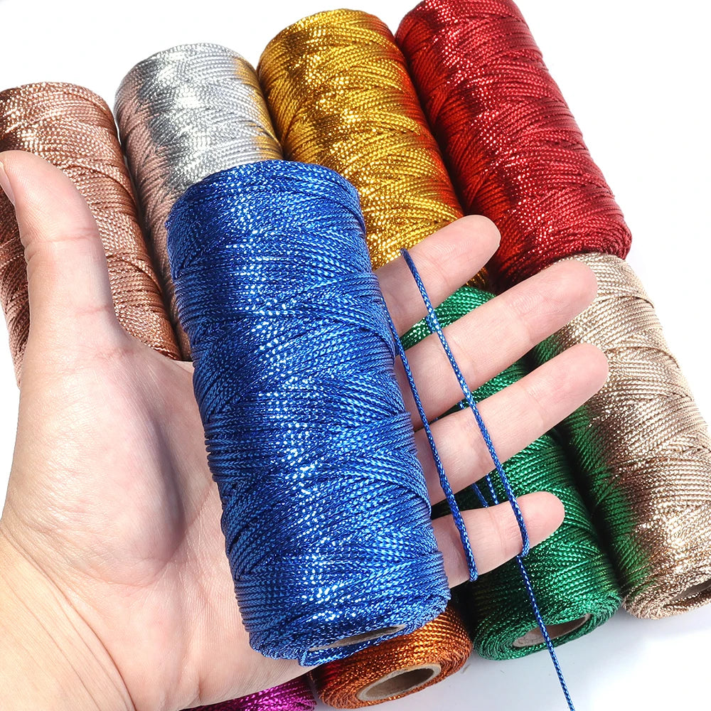 ficelle polyester 100m 1.5mm glitter violet doré bleu vert rouge moderne boîte cadeau fleur