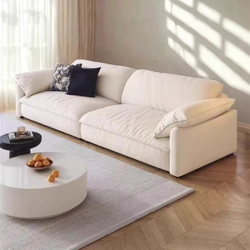 canapé sectionnel blanc velours contemporain salon moderne grand canapé angle tissu doux confort