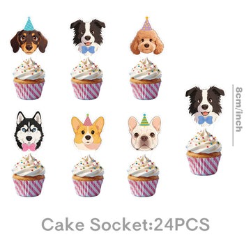 décoration anniversaire chien kit support gâteau toppers cupcakes bannière spirales fête enfant multicolore