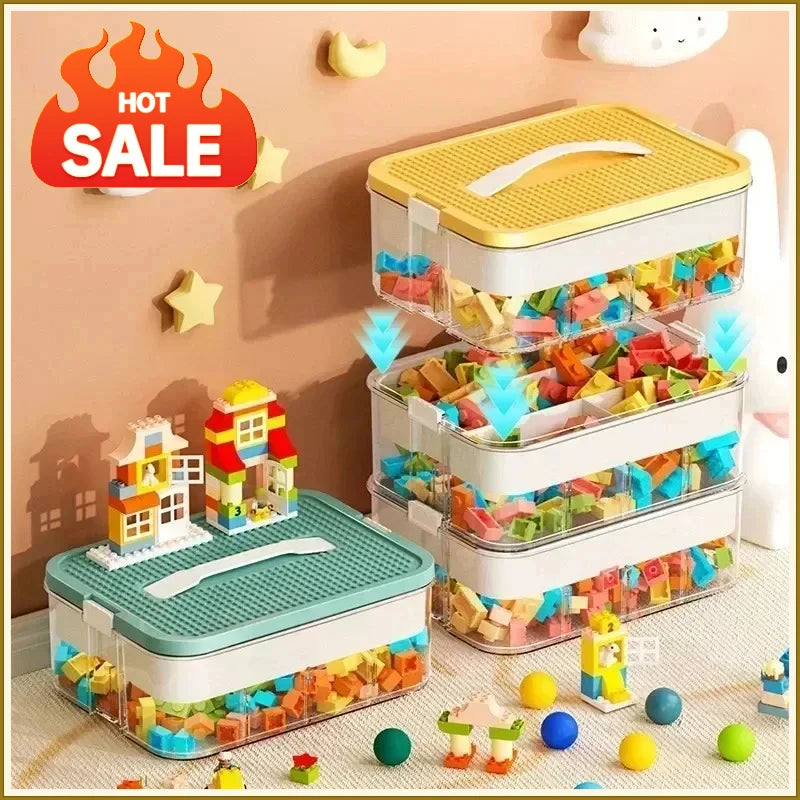 boîtes rangement jouets transparentes empilables poignées deux étages modernes pratiques