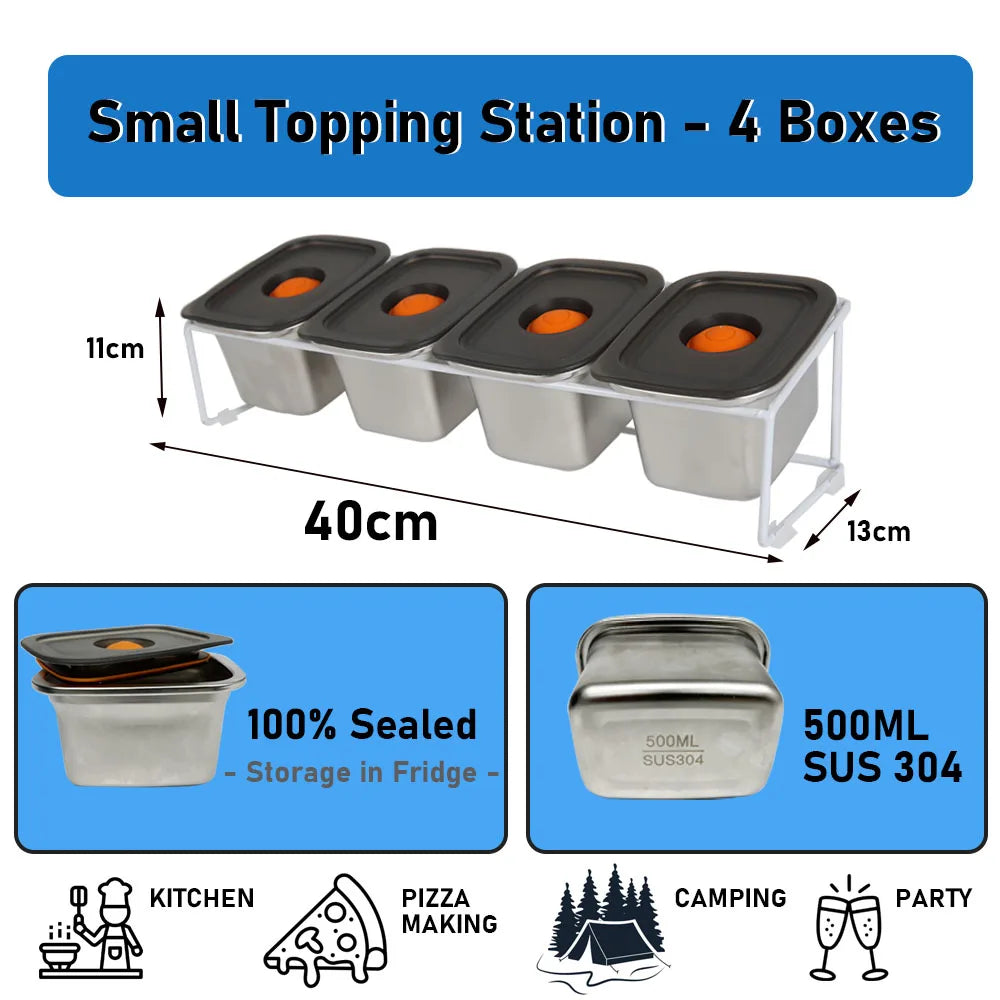 station garniture acier inoxydable 304 couvercle silicone stockage ingrédients pizza moderne rangement professionnel étanche