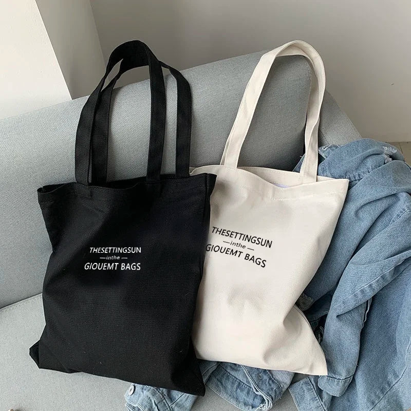 sac main moderne noir blanc uni toile polyester minimaliste poignées détachables grande capacité décontracté