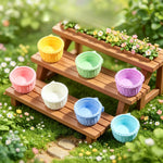 paniers tressés résine couleur jaune vert rose bleu blanc rustique décoration miniature maison poupée
