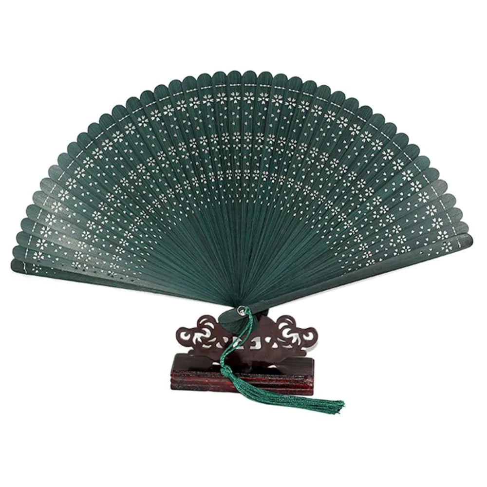 éventails pliants traditionnels motifs floraux rouge bleu violet noir vert marron étuis rangement clips