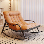 fauteuil bascule moderne deux places marron blanc gris orange coussins texturés chambre salon