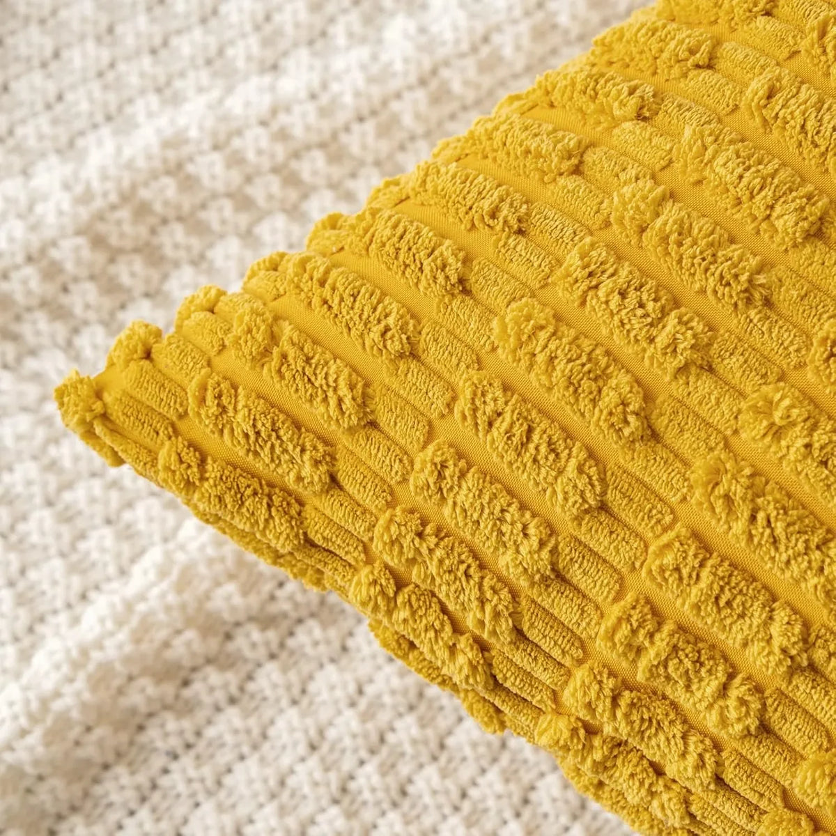 coussins décoratifs modernes jaune rayures horizontales bohème polyester coton utilisation canapé lit voiture