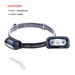lampe frontale led rechargeable usb tissu imprimé noir ceinture ajustable camping
