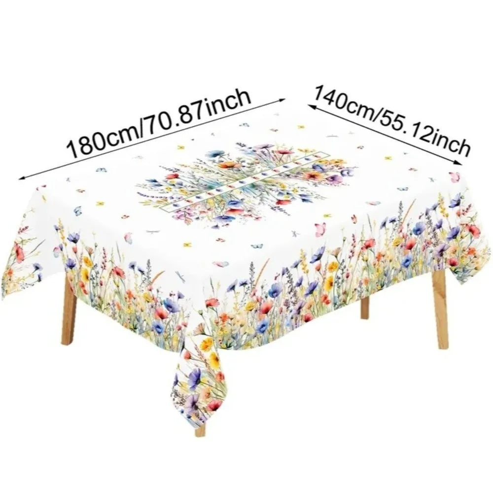 nappe polyester fleur coq campagne facile nettoyage rectangulaire pâques fête pastoral