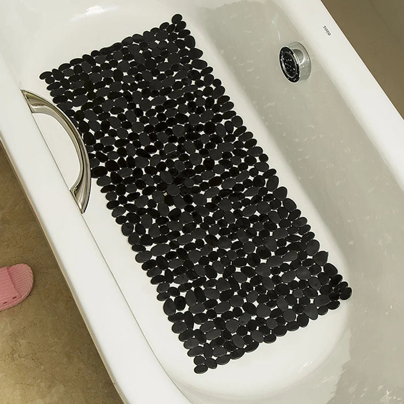 tapis bain noir moderne pebbles antidérapant ventouse salle bain imperméable pvc respectueux environnement