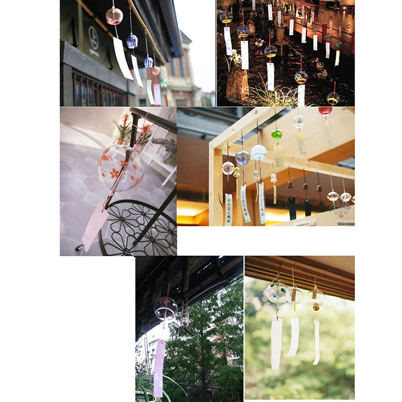 cloches vent japonaises transparentes motifs floraux rubans décoratifs traditionnel kawaii decoration murale interior