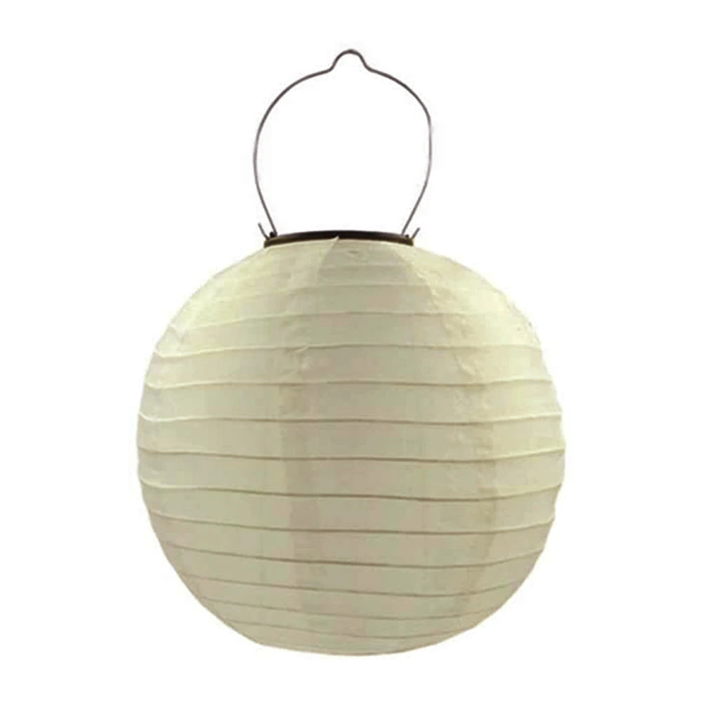 lanterne solaire led ip55 20cm papier plissé opaque traditionnelle anniversaire mariage noël fêtes extérieures