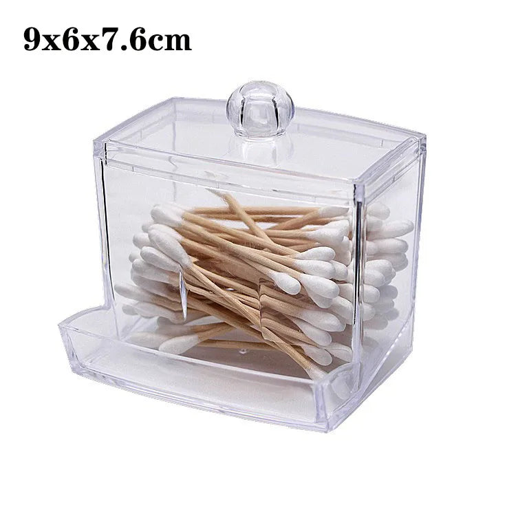 boîte rangement cosmétique transparente plastique cotons lingettes maquillage bijoux salle