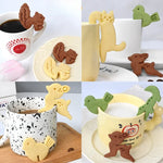 biscuits animaux dessin animé emporte pièces créatifs chats cerfs écureuils marron vert jaune