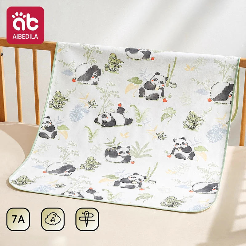 drap bébé panda imprimé doux blanc vert noir orange rose bleu floral
