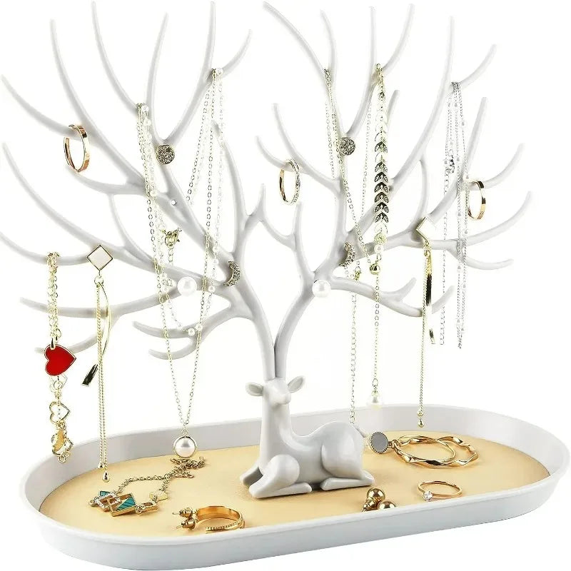 présentoir bijoux arbre branches cerf rose vert blanc moderne minimaliste rangement bijoux
