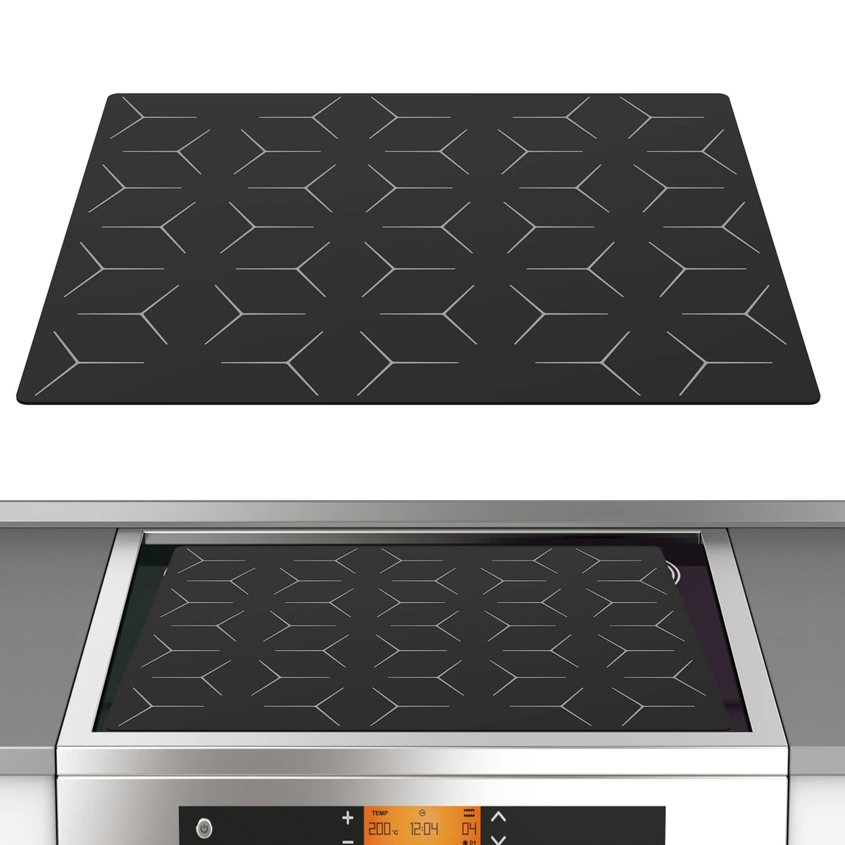 protecteur plaque cuisson induction noir moderne motif géométrique adhésif 52x60cm