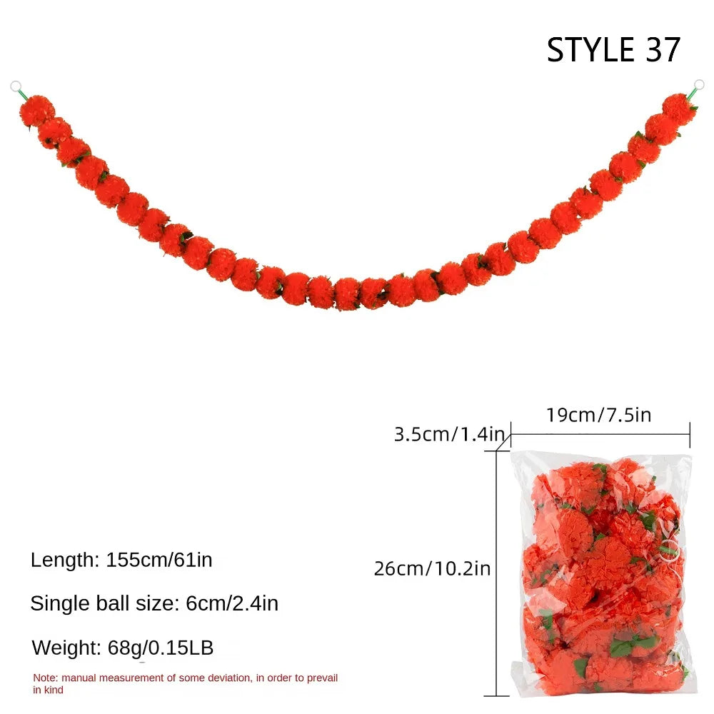 guirlande artificielle jaune rouge vert boules couleur petites feuilles cloches dorées décoration fête mariage