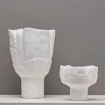 vases decoratifs resine blanc modernes texturés dimensions grandes petites