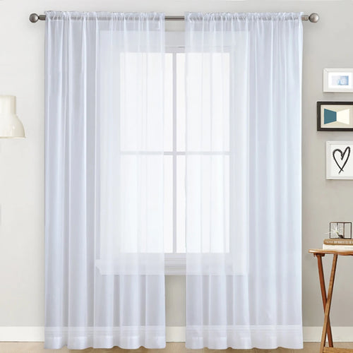 rideau blanc transparent moderne voile fenêtre salon chambre deux panneaux texture ondulée maison