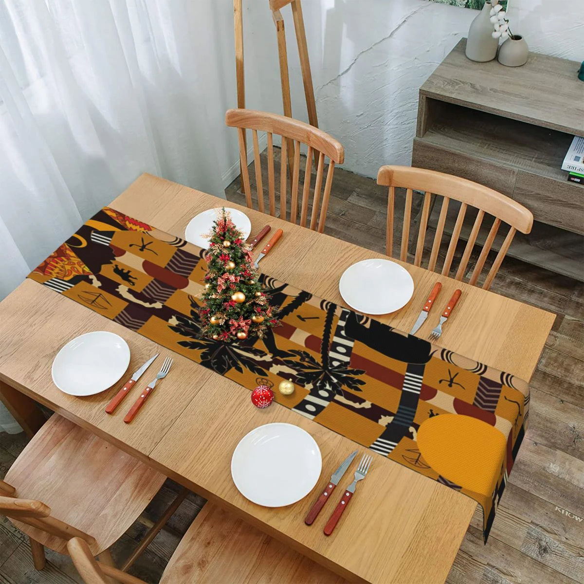 table cuisine nappe africaine motifs animaux éléphant girafe moderne festive mariageextérieur