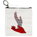 pochette unisexe toile zigzag blanc noir moderne graphique fermeture éclair blanc rouge gris tube