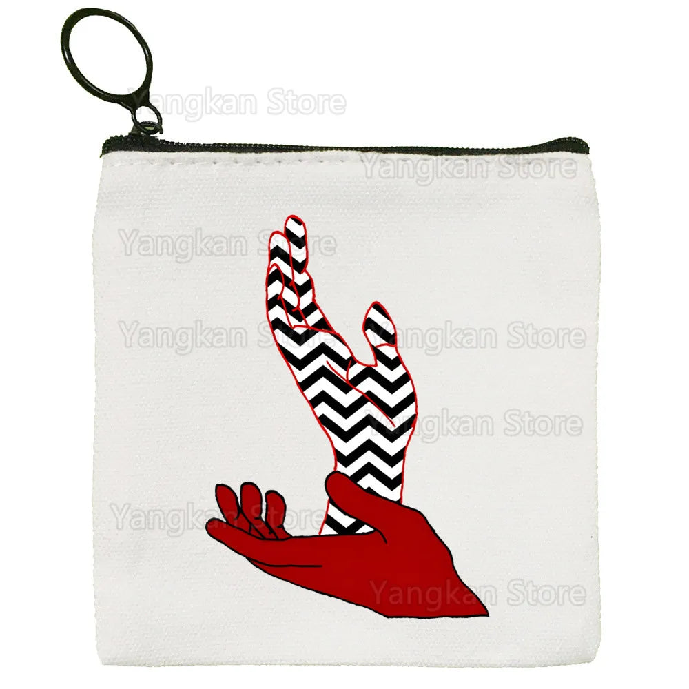 pochette unisexe toile zigzag blanc noir moderne graphique fermeture éclair blanc rouge gris tube
