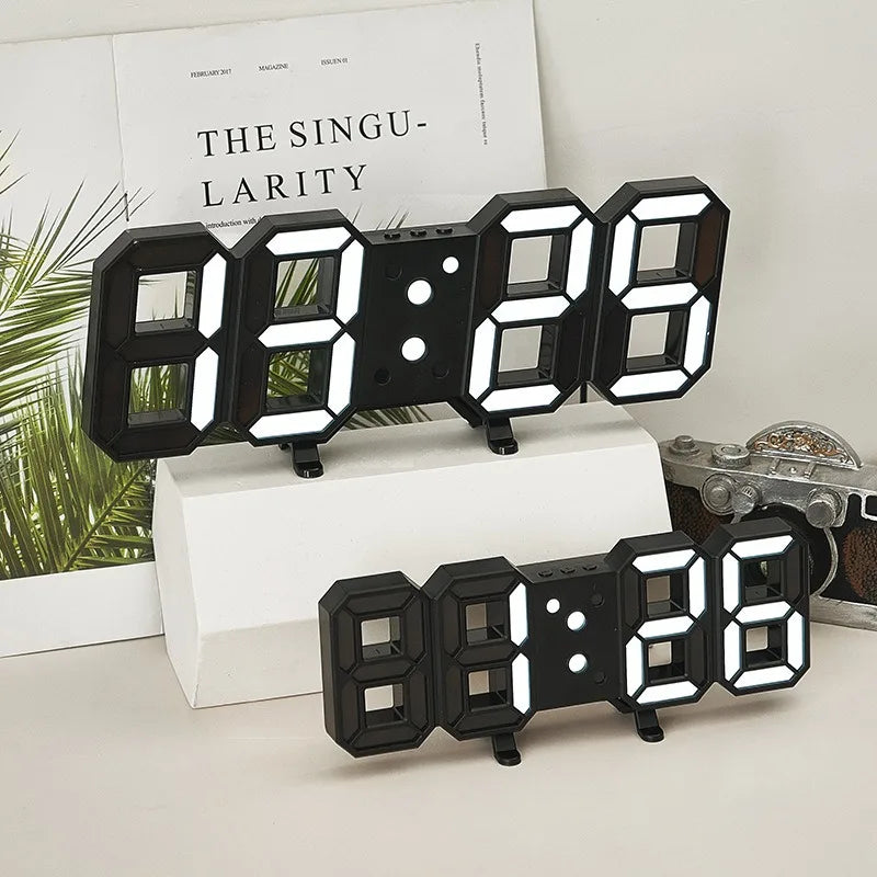 horloge murale LED numérique moderne horaires date température noir blanche